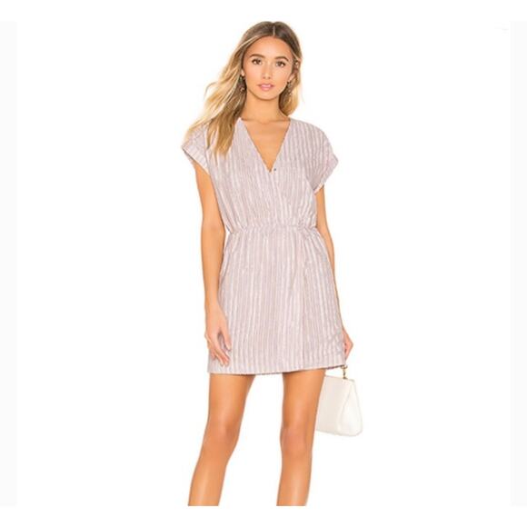 House Of Harlow Revolve Lora Striped Faux Wrap Dress Size Small Pink